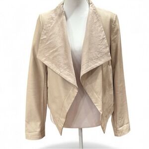 The Limited Soft Pink‎ Faux Leather Blazer with Draped Collar XS